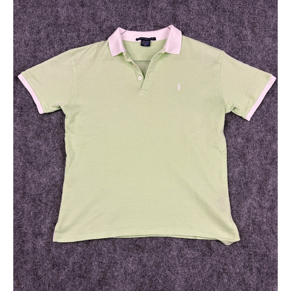 Ralph Lauren Golf Womens Polo Shirt Lime Green White Trim Pique Size M